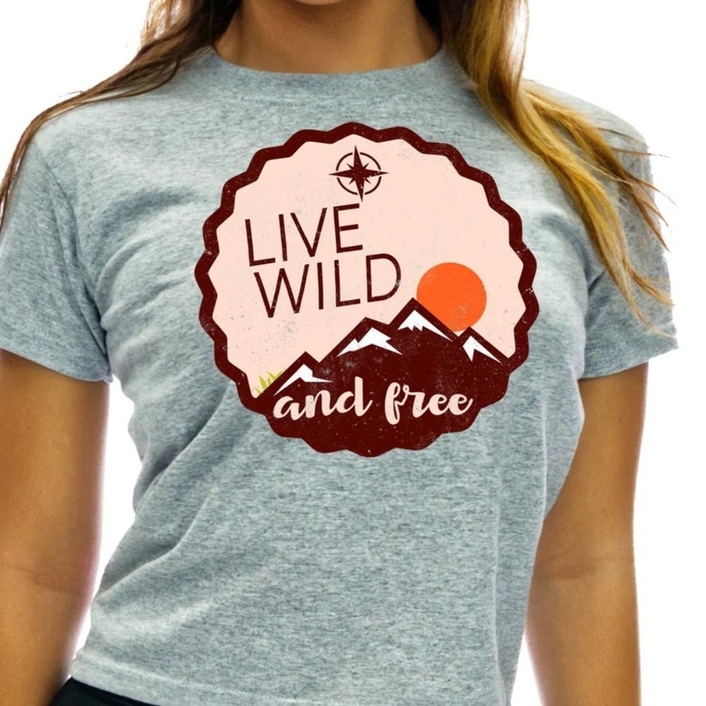 Live Wild And Fee Outdoor Shirt Camping Hiking Adventure Tshirt Wilderness TS37